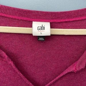 CAbi Pink Ribbed Split neck simple tee